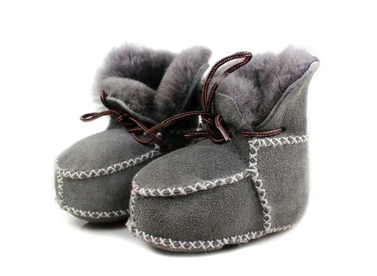 Zima zima noworodka grube naturalne futrzane buty ciepłe buty niemowlę dziecięce chłopcy dziewczęta Pierwsze spacerowicze miękkie buty śnieżne