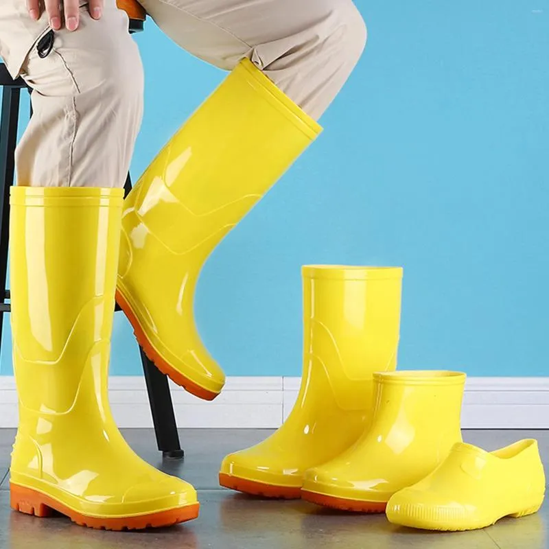 Bottes de pluie jaunes pour hommes et femmes, chaussures résistantes à l'usure, pour l'extérieur, le jardin, le travail, la pêche, antidérapantes
