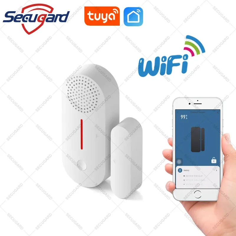 Rilevatore WiFi Sensore porta Tuya Allarme sonoro Smart Life APP Temporizzazione del controllo remoto Disinserimento braccio Finestra Allarme di sicurezza domestica Supporto Alexa