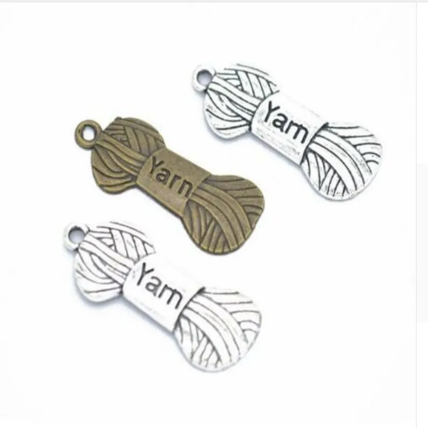 100 Stück Lot Antik Silber Bronze Garn Strang Strick Charms Anhänger für Schmuckherstellung Armband Zubehör DIY 31x12mm2384