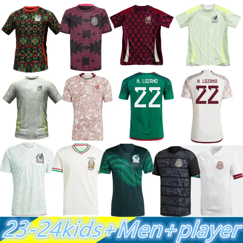 Jersey de football mexicain H. Losano Chicharito G Dos Santos 23 24 Shirt Football Set Men Women / Kids Kit Mexican Uniforme