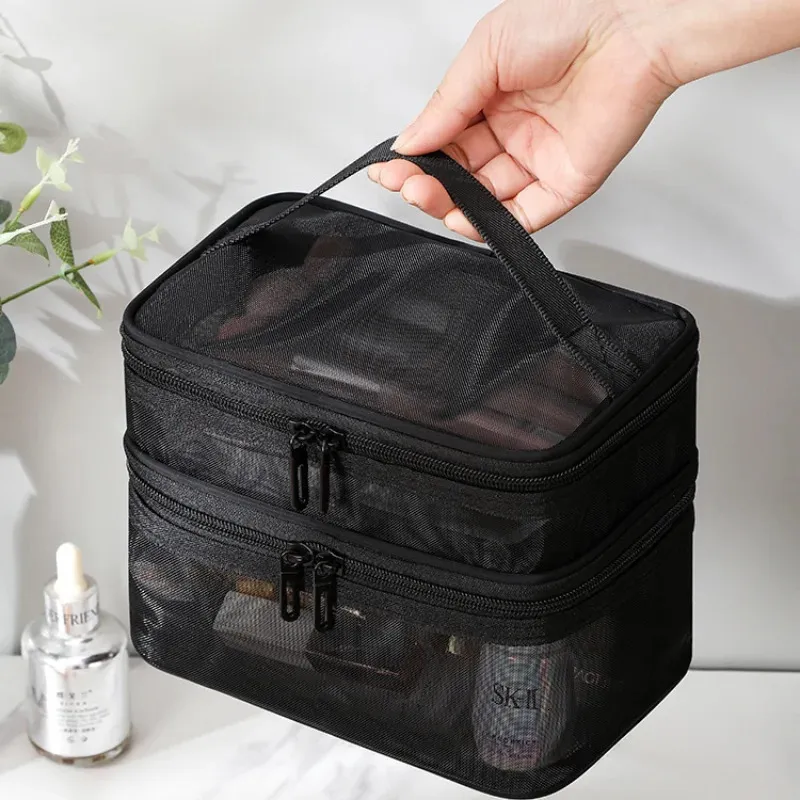 A malha transparente feminina é a escolha ideal para maquiagem cosmética e kits de banheiro adequados para bolsas organizadoras de maquiagem de vendas de viagens bem-sucedidas 240228