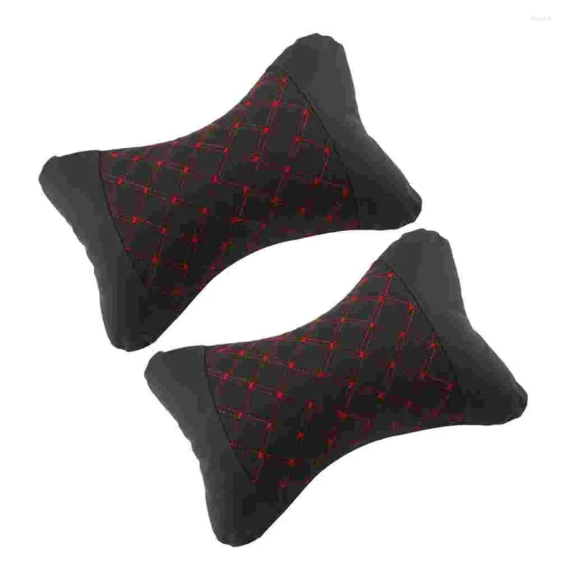 Car Seat Covers Neck Pillow Auto Headrest Support Cushion Shape Comfortable Breathable For Home Travel Airplane 1 Pair Red