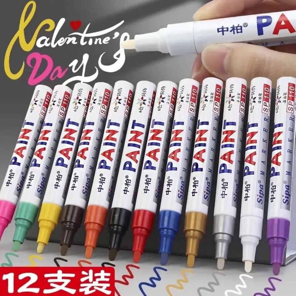 Markers 12colors Paint Pen Oily White Marker For Tire Graffiti Metal Plastic Wood Graffiti Stone Painting Shoes