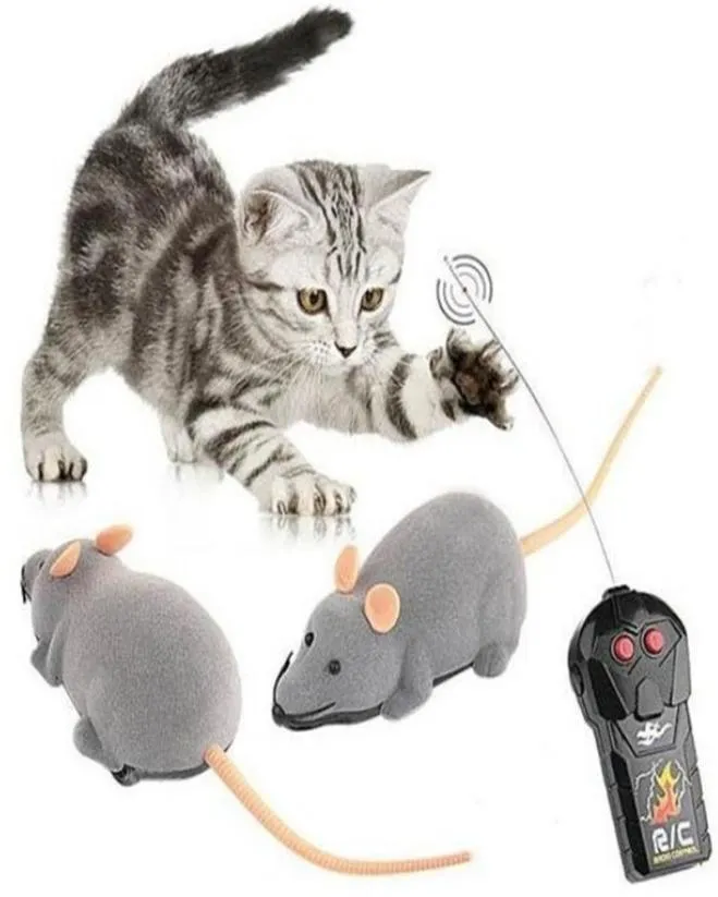 Drôle RC animaux télécommande sans fil RC électronique Rat souris souris jouet pour chat chiot enfants jouet cadeaux Y2004138635331