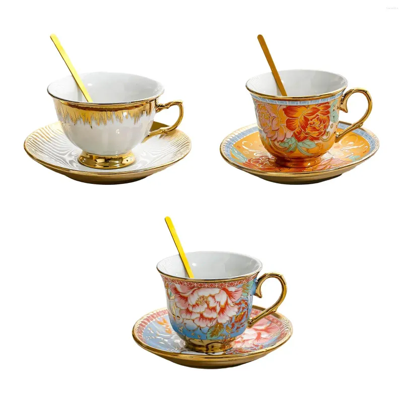 Koffiepotten Keramische kop en schotel Afternoon Tea Set 7oz Styling met gouden rand