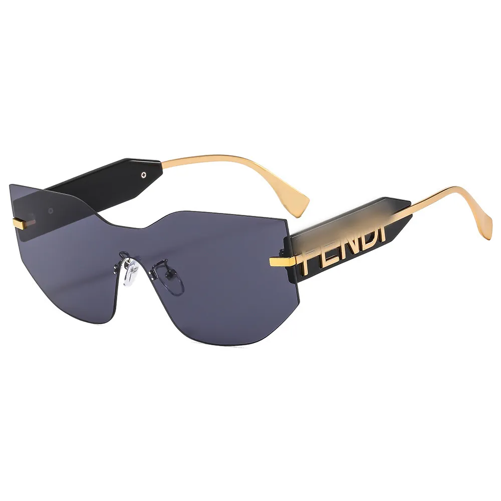 New HD fashion rimless sunglasses personality women's metal frame high quality sunglasses