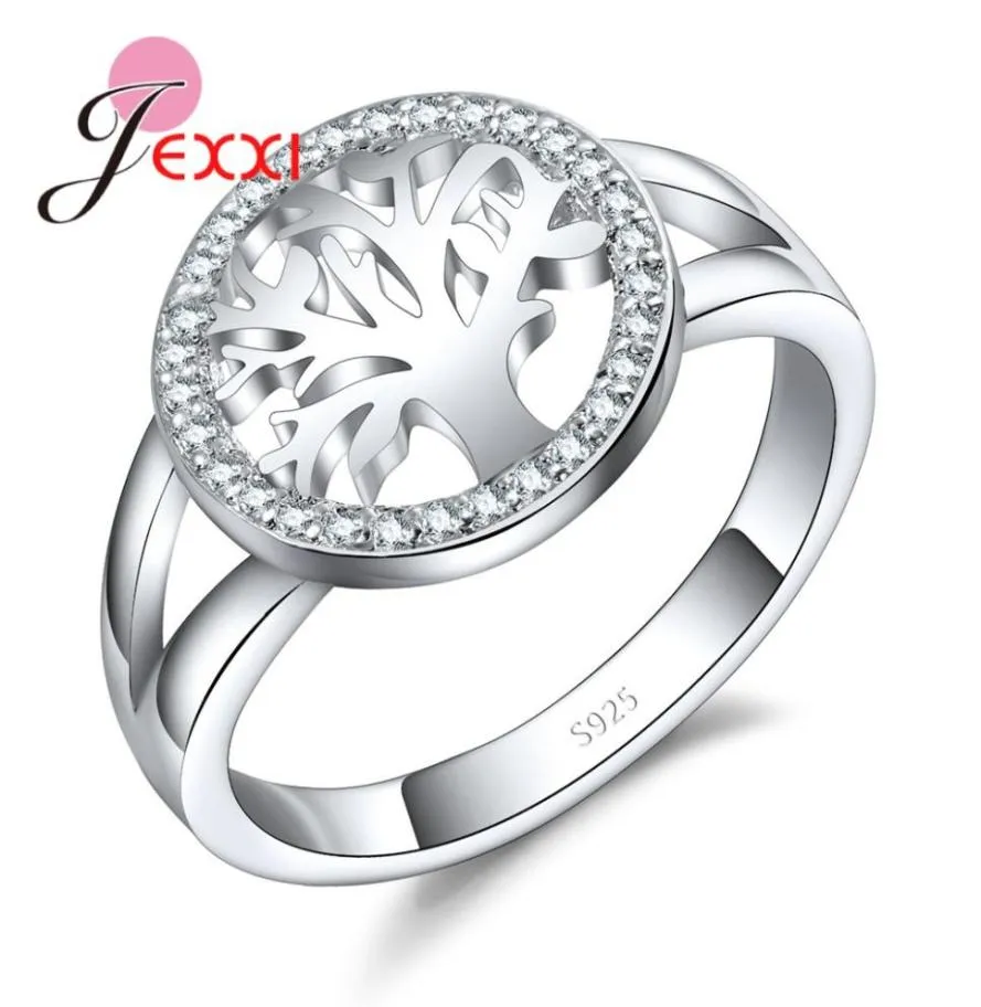 Древо жизни, кольца из стерлингового серебра 925 пробы для женщин, серебряное обручальное кольцо с кубическим цирконием для девочек, новый аксессуар для дерева дизайна6478783