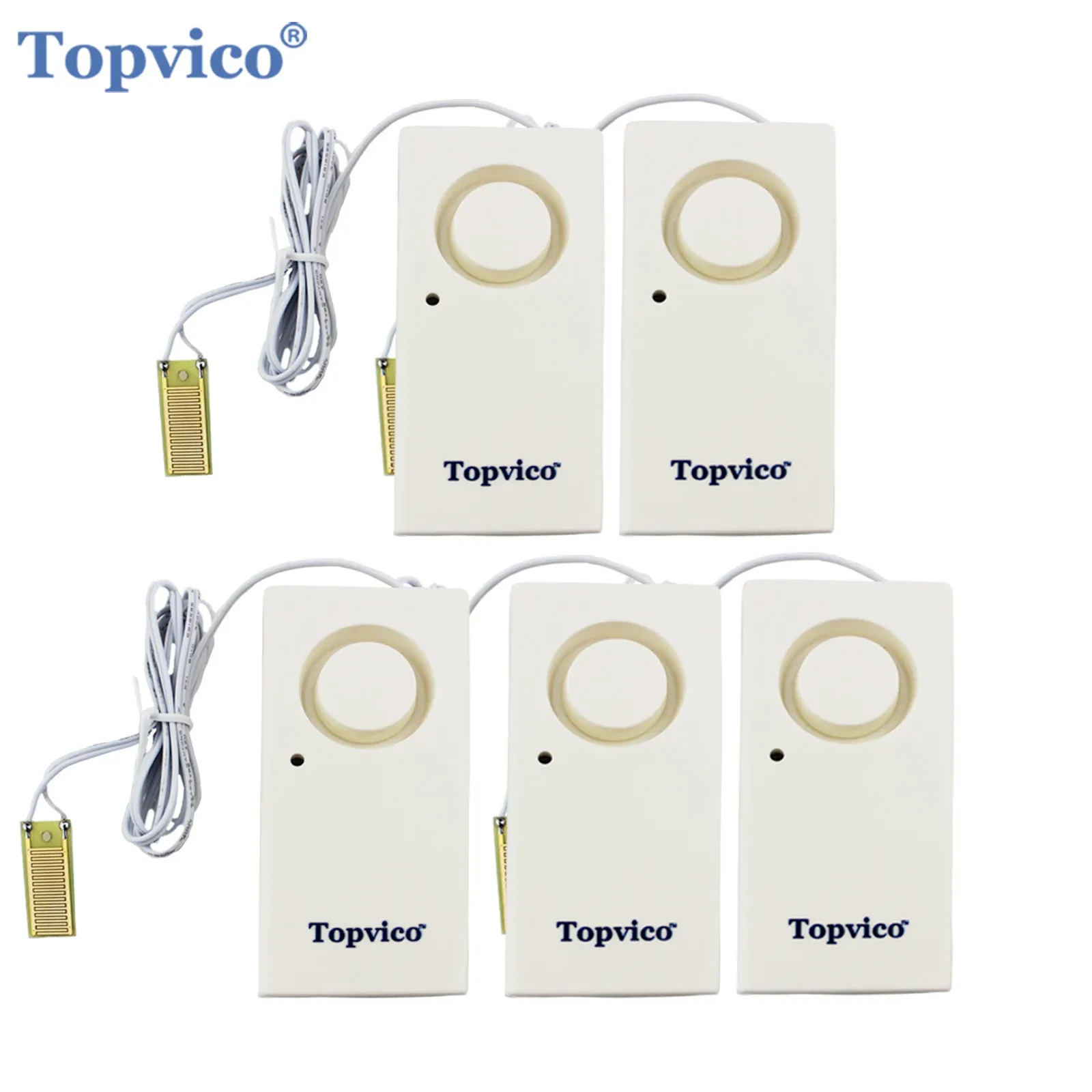 Детектор Topvico 5 шт., датчик утечки воды, детектор утечки, сигнализация, обнаружение наводнения, 120 дБ, беспроводная система домашней безопасности