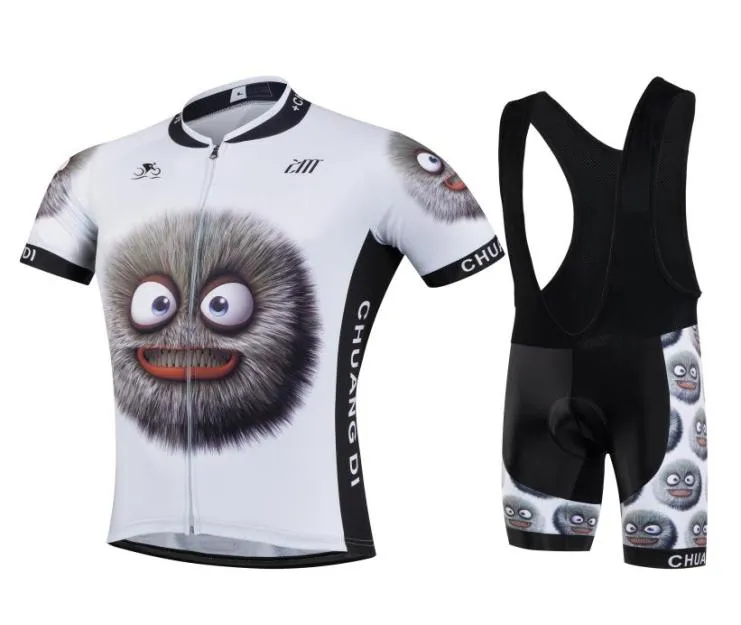 Uomo Divertente cartone animato sportivo Maglia da ciclismo Bici Manica corta Abbigliamento sportivo Nuovo Abbigliamento da ciclismo Pantaloncini con bretelle6686118