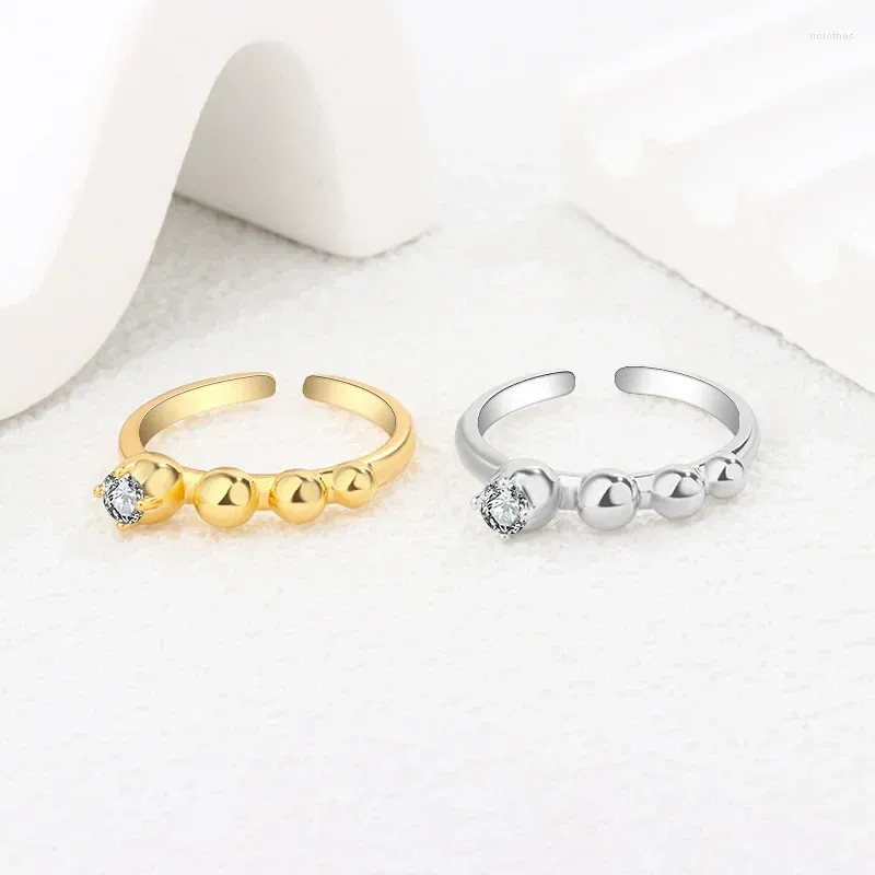 Cluster Ringen 925 Sterling Zilveren Kraal Geometrie Ring Voor Vrouwen Meisje Koreaans Ontwerp Zirkoon Temperament Veelzijdige Mode-sieraden Drop