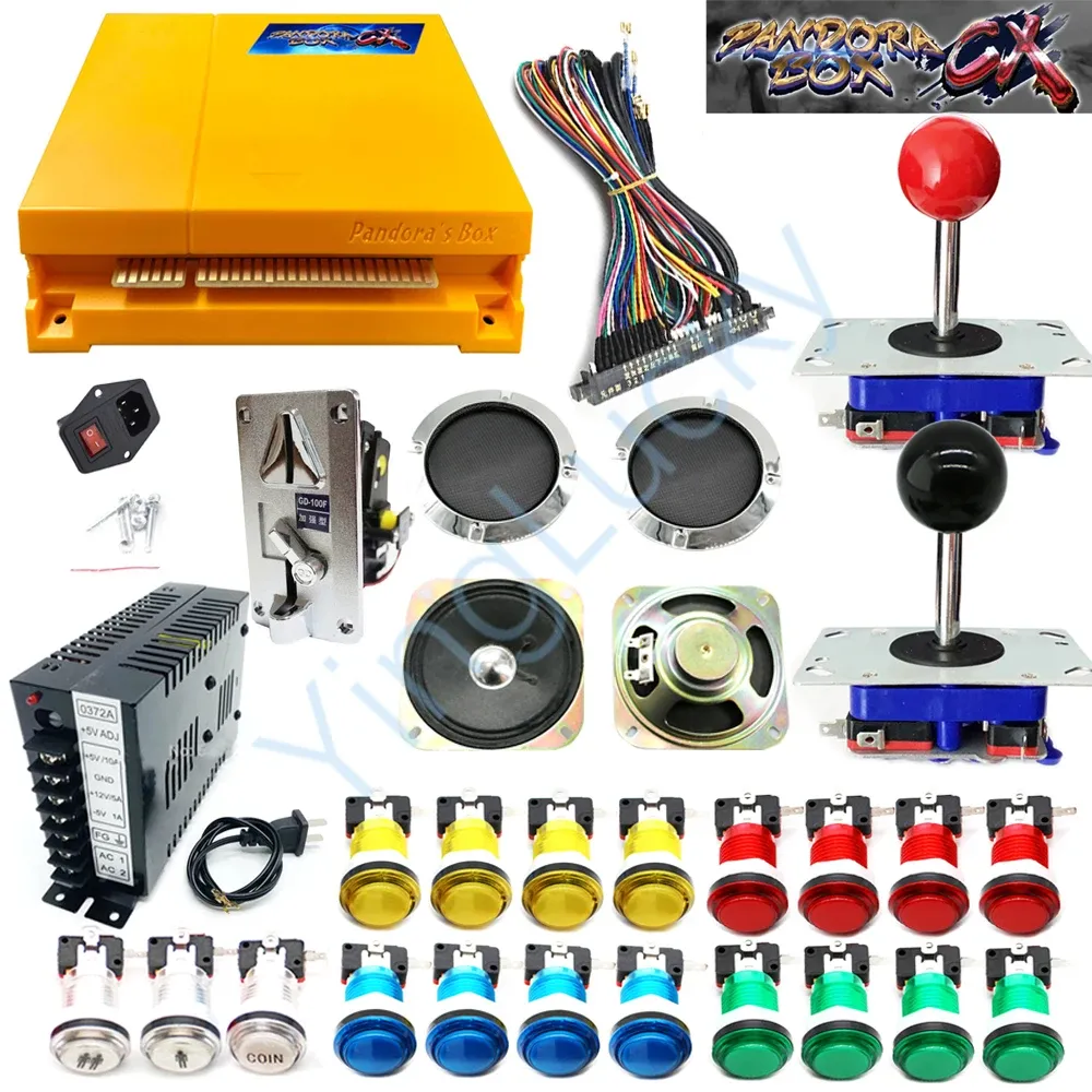 Joysticks Pandora Kutusu Arcade DIY Joysticks Kit + Arcade 12V5V Güç Hoparlör Kutusu + Büyük Oyun Alışverişi İçin Çoklu Madeni Bozuk Para Mezarları