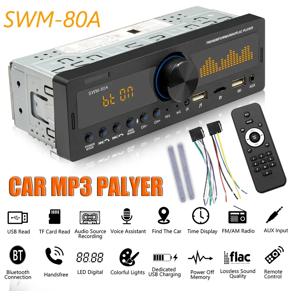 Players SWM80B Single 1 DIN Car Radio Dual Screen Multimeida MP3 Player Audio Copy TF USB AUXInput Locator Auto Stereo Head