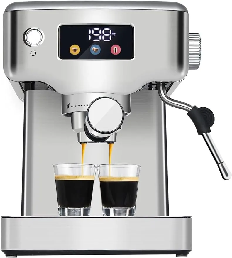 Homtone Espresso Machine 20 Bar, Stainless Steel Espresso Machine with Milk Frother for Cappuccino, Latte, Touch Screen Espresso Coffee Maker for Home