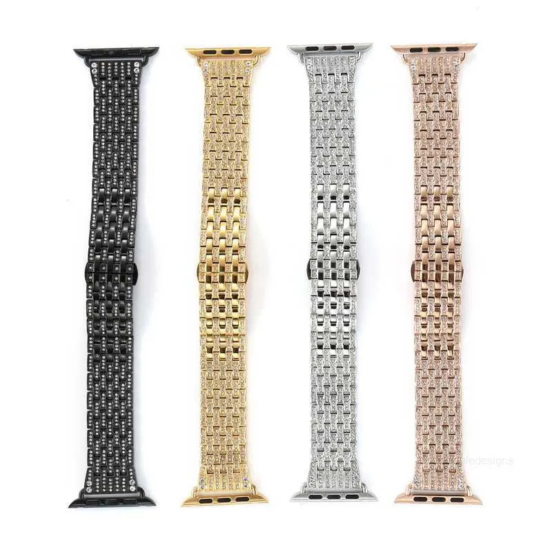 Designer Luxury Bling Diamond Handmased Rhinestone Band Smart Strap for Apple Watch Series 7 6 5 4 3 2 SE Designer7uyj7uyj