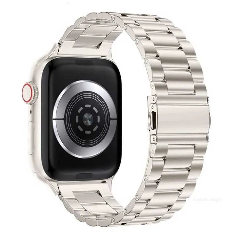 Tasarımcı Akıllı Kayışlar Yeni Titanyum Bağlantı Bilezik Paslanmaz Çelik Saat Bandı 3 Boncuk Yıldız Işığı Strap Bant Apple Watch Serisi 2 3 4 5 6 7 8 SE Ultra 41 45 49mm CA