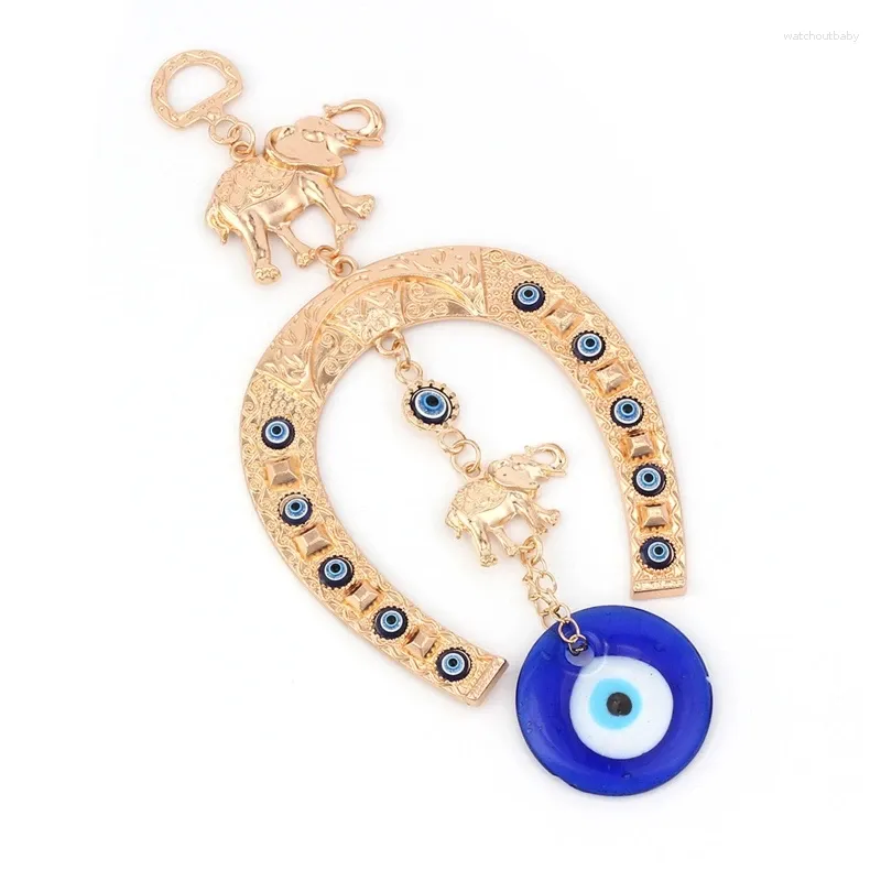 Keychains 1 PC Turkish Blue Eye Horseshoe Elephant Pendant Evil Lucky Charm Wall Hängande prydnad Välsigningsskydd Heminredning