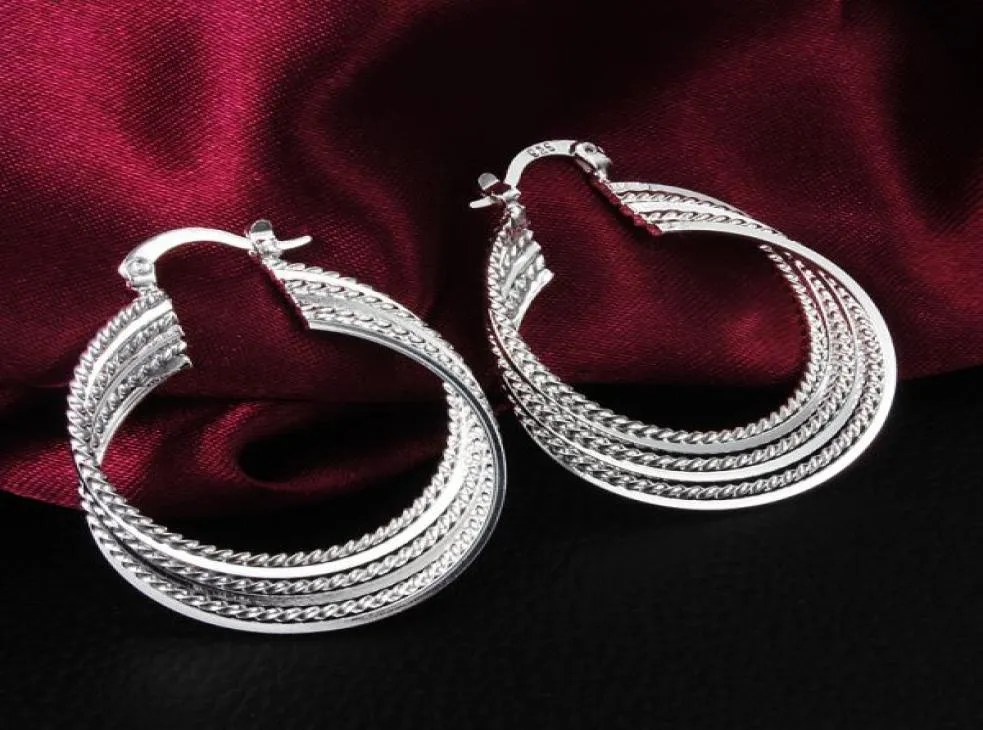 2014 تصميم جديد مجوهرات رخيصة أعلى جودة 925 Sterling Silver Hoop أقراط الأزياء الكلاسيكية Party Style6610077