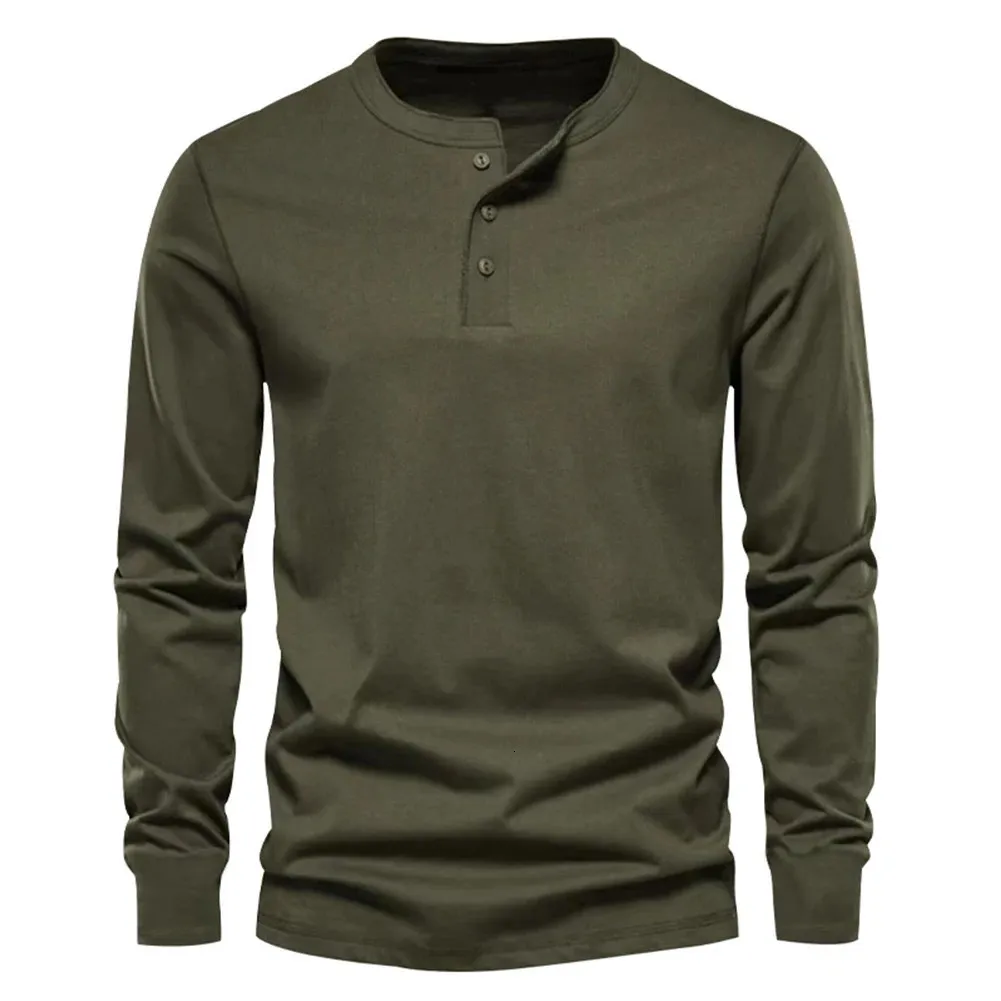 Mode man tshirts solid color pullover o nacke lång ärm vneck lös topp höst t -shirt för män tees toppar kläder 240223