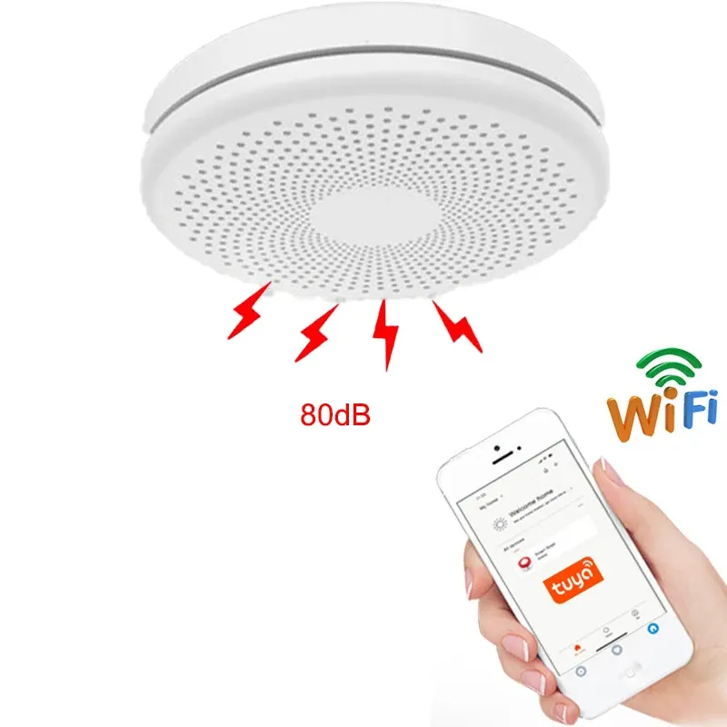 Detektor Tuya App WiFi Alarm Ochrona przeciwpożarowa Detektor wycieku dymu Detektor czujnik tlenku węgla Co Warner Independent Smart Home Fireproof Device