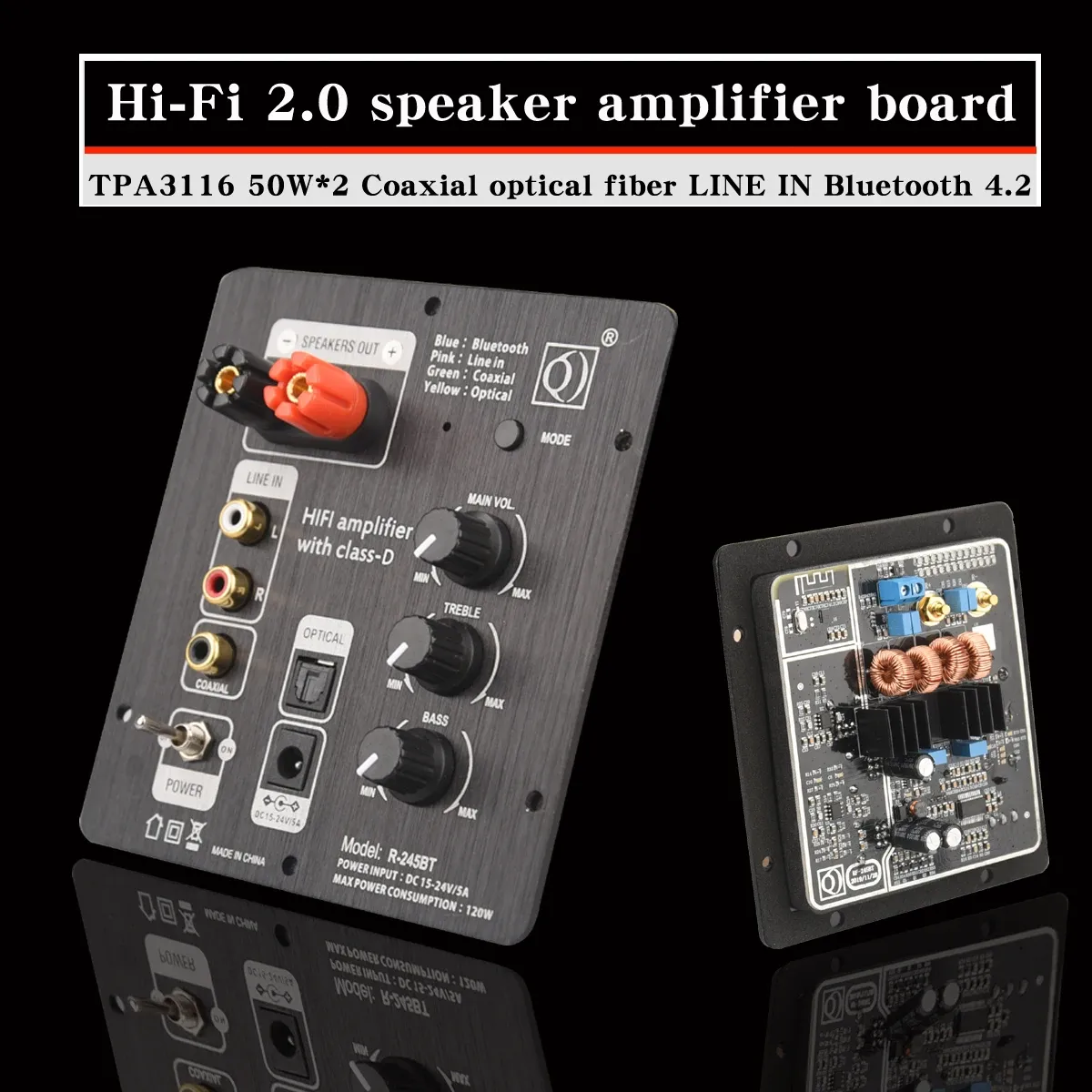 Динамики HIFIDIY LIVE 2.0-канальный динамик, плата усилителя звука TPA3116, 50 Вт*2, выходная мощность, коаксиальное оптоволокно, LINE IN Bluetooth 4.2