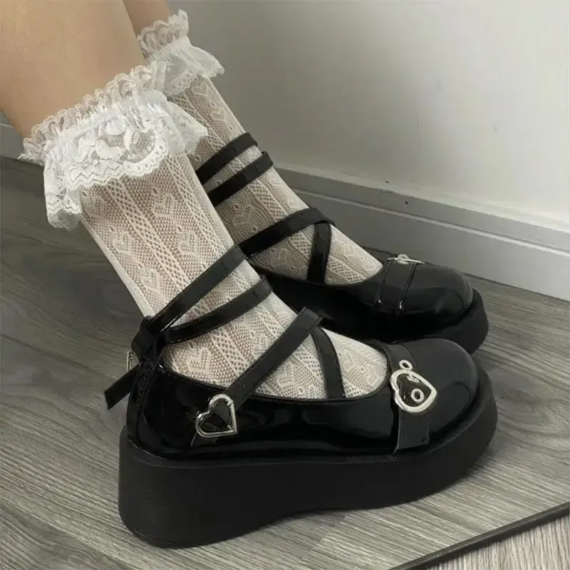 신발 새로운 로리타 신발 JK 유니폼 플랫폼 신발 일본 학교 유니폼 하이힐 귀여운 Mary Jane College Girls Shoes 2022 여성 신발