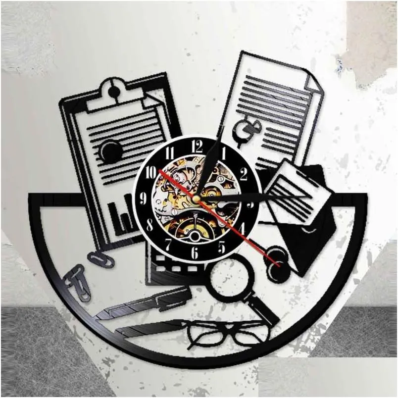 Horloges murales Comptable LP Record Clock Maintient et TS Comptes d'affaires Laser Cut Montre LED Éclairage Salle Intérieur Décor Drop Deli DH9O3