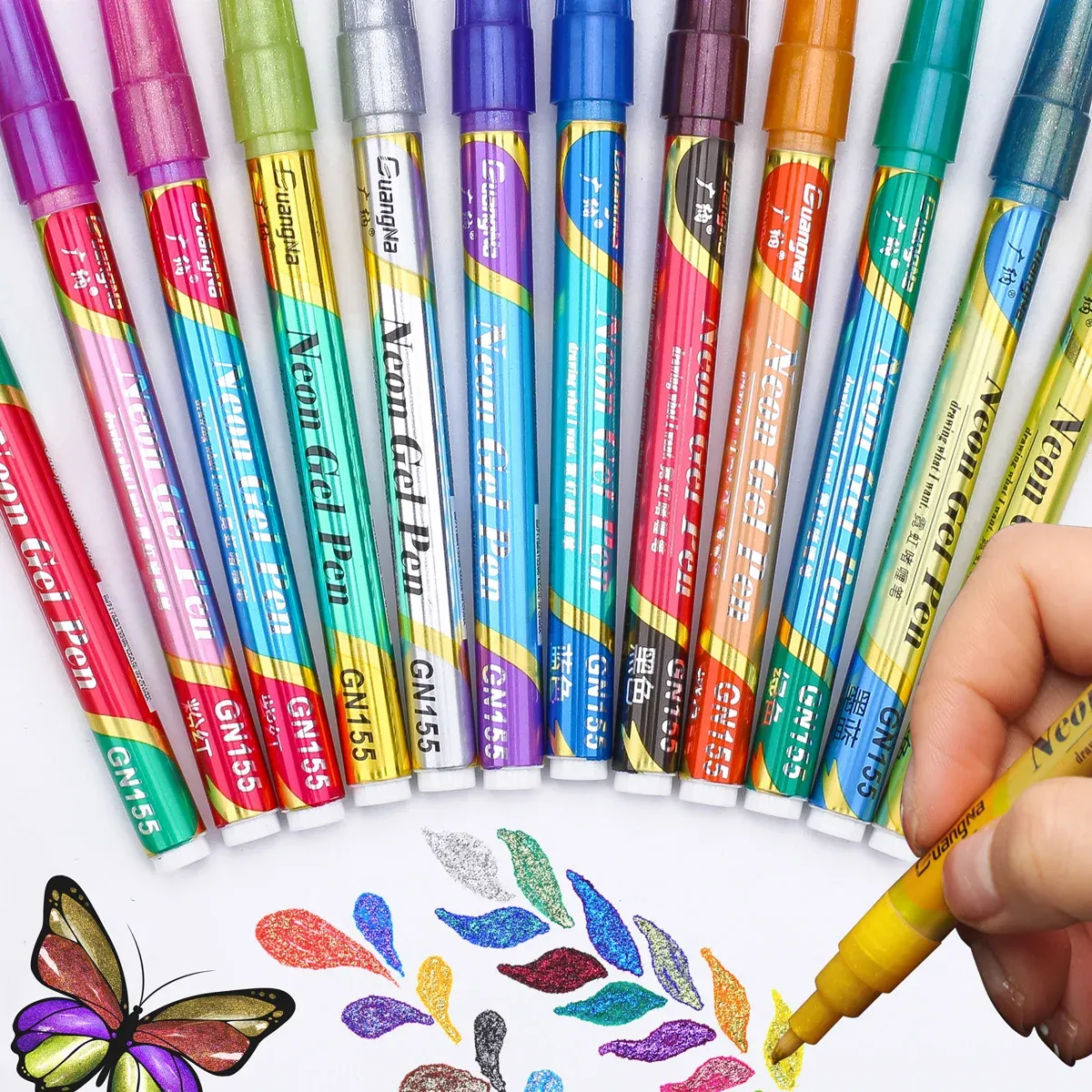 Markers 24 Colors Glitter Highlighter Pen Markers Kid Graffiti Painting Pen Handwriting Drawing Fluorescent Pen Office School Stationery