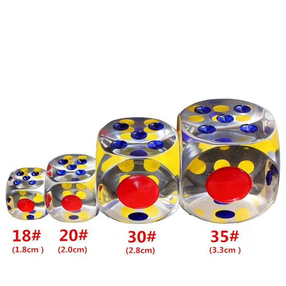 Party Favor Gambing 24 mm 29 mm 34 mm 6 -stronne kryształowe kości Party Favorent Clear Clear Kości Dzieci Edukacyjne zabawki Mahjong BO DHBLX