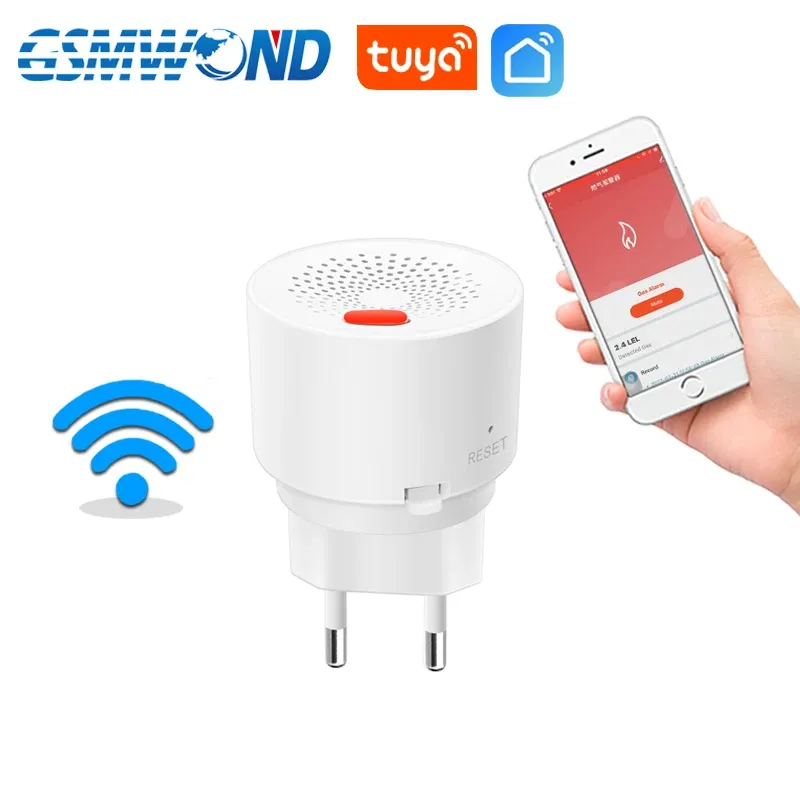 Rilevatore di gas Tuya Smart Wifi Rilevatore di gas di sicurezza per la cucina domestica Sensore di perdite di gas naturale Allarme sonoro compatibile con l'APP Smart Life EU US UK