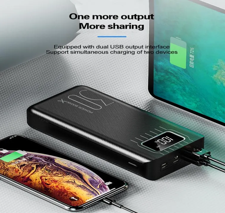 Power Bank 30000MAH Typec Micro USB高速充電パワーバンクLEDディスプレイポータブル外部バッテリー充電器用タブレット2537720