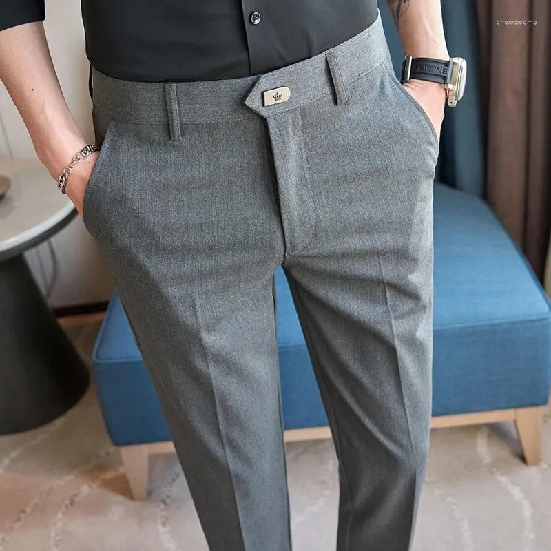 Erkekler 2024 İlkbahar Yaz Sıradan Pantolon Erkekler Düz Renk Busines SUI Slim ayak bileği uzunluğu ofis Sosyal Pantolon Giyim 28-36