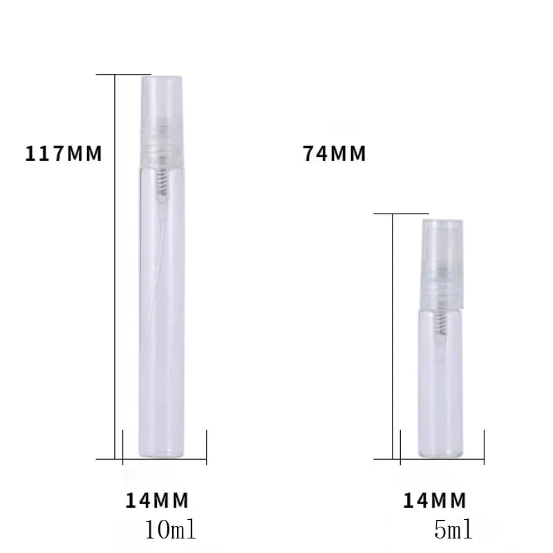 Clear Glass Bottle 2ml 3ml 5ml 10ml Refillable Mini Perfume Bottle With Clear Pump Sprayer Top