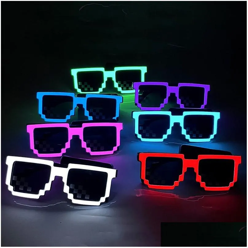 Party Favor Wireless Led Light Up Glasses Pixel Sunglasses Favors Glow In The Dark Neon For Rave Halloween Drop Delivery Home Garden Dhvsg