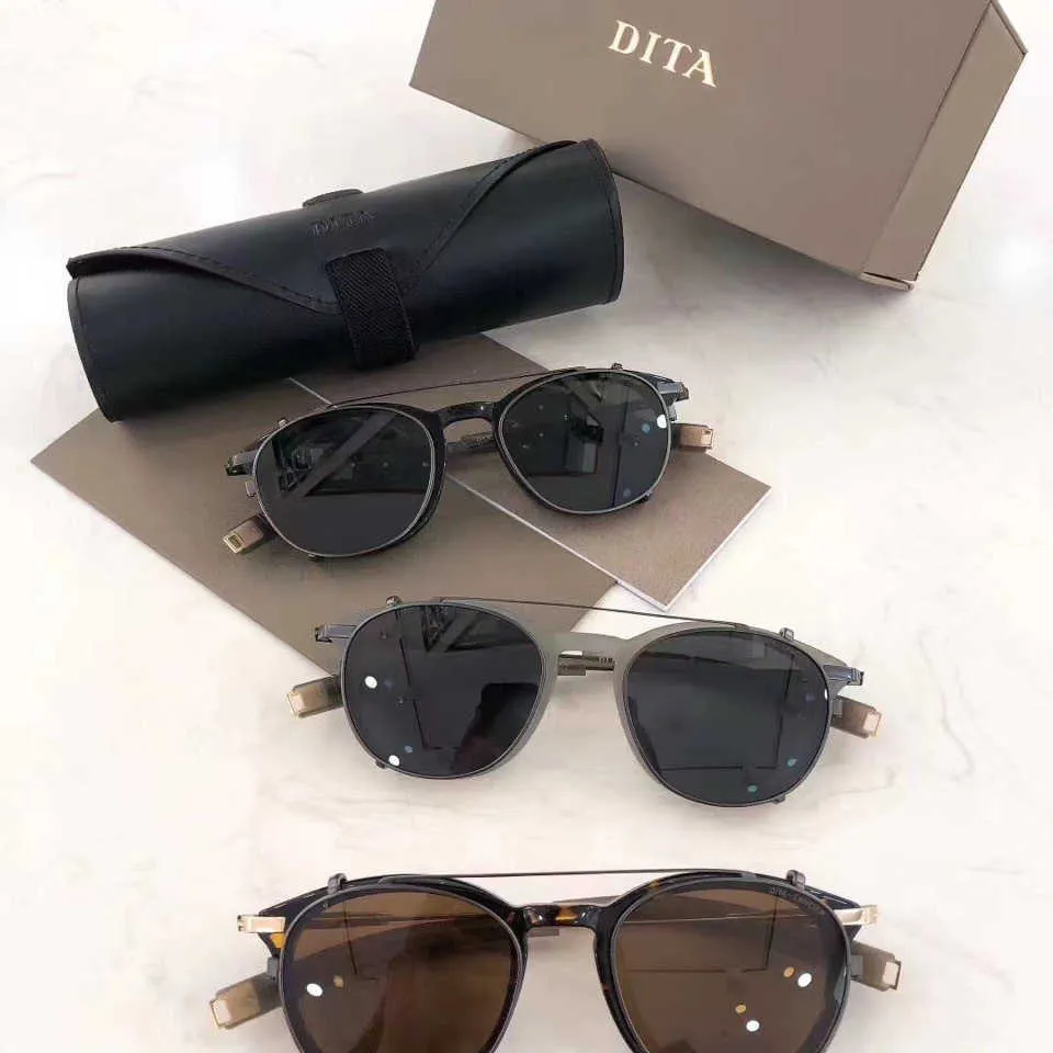 dita Sonnenbrille für Damen – runder Metallrahmen mit verzierten Bügeln, UV400-Schutz, inklusive Original-Box-Logo