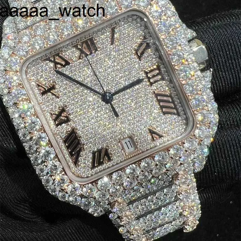 Diamonds Watch Vvs Carters Moissanite Iced Out Wristwatch Pass Test Eta Luxury Sapphire Watches Rose Gold Silver Automatic Iced Out Watches