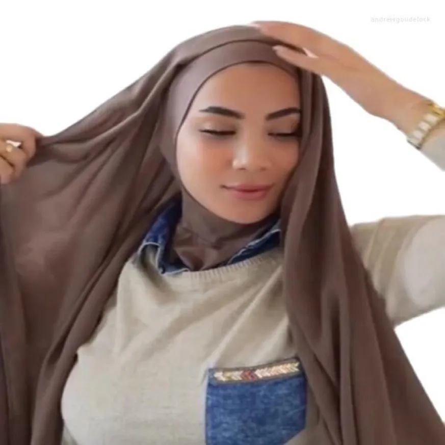 Foulards instantanés hijab châle en mousseline de soie avec bonnet sous écharpe couverture complète femmes musulmanes casquettes dames 2694