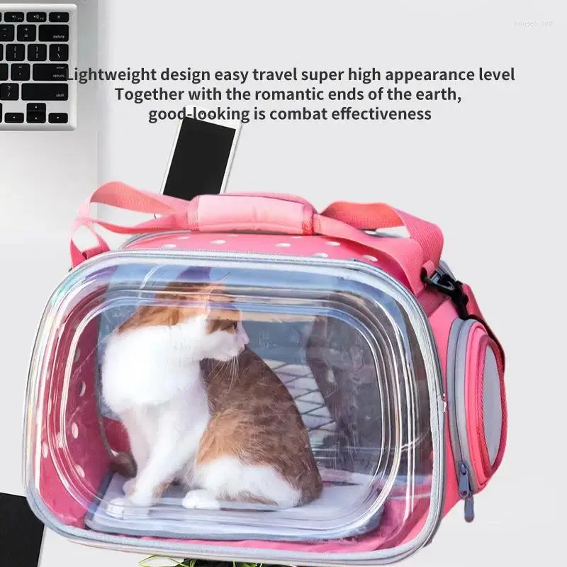 Trasportini per gatti Borsa trasparente per animali domestici Veicolo spaziale portatile Traspirante Spalla singola Forniture per cani in uscita