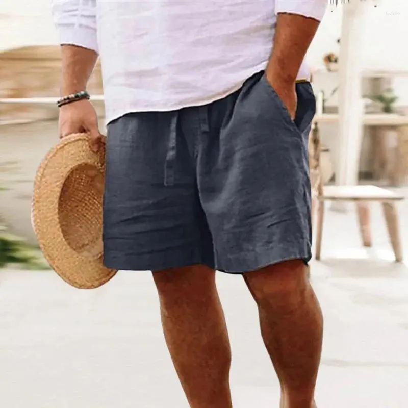 Shorts pour hommes simples décontractés taille moyenne polyvalent longueur genou été couleur pure Hawaii Gym