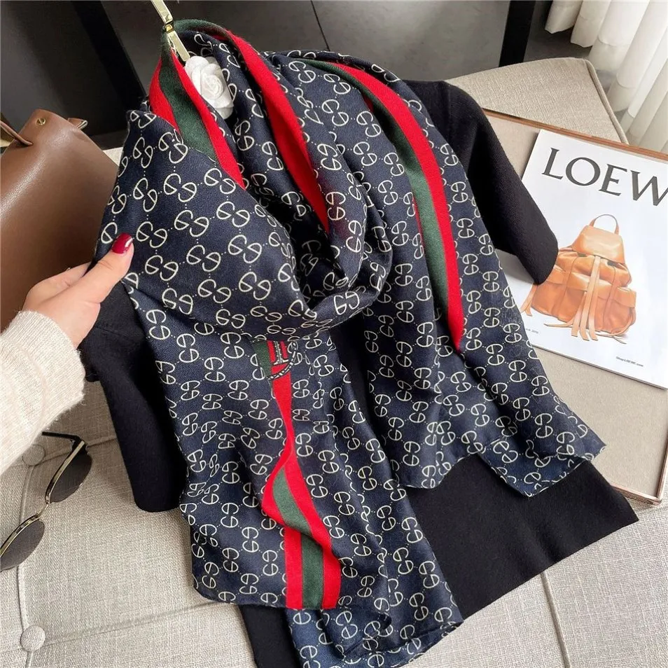 scarf Trendy Letter Jacquard Long Scarf Designer Double Side Color Scarves Designers Women Cashmere Wrap Large2335