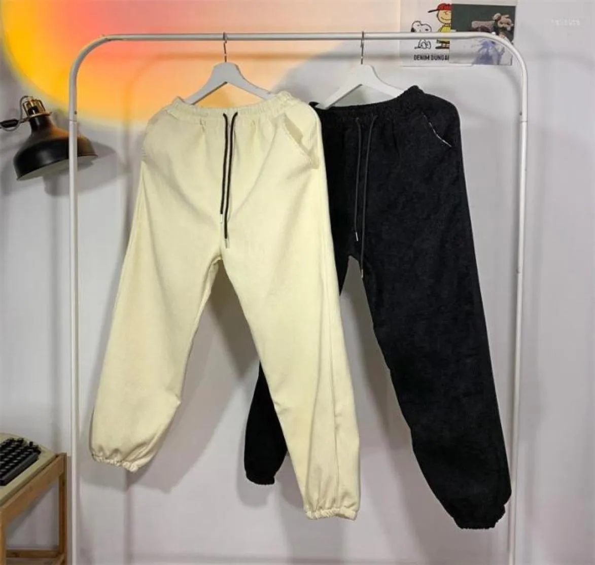 Men039S Pants J Girls Men Corduroy Winter Fleece Warm Thick Solid Pockets Simple Elastic Midje Loose Harajuku Basic Retro6976648