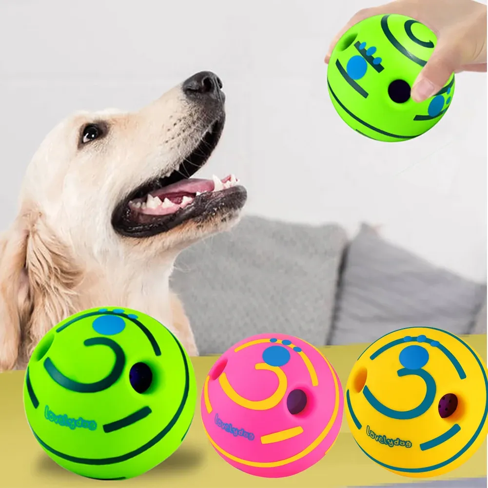 Jouets balle interactif chien jouet amusant rire sons balle chiot jouet à mâcher Wobble Wag rire balle chien jouer balle formation Sport jouets pour animaux de compagnie