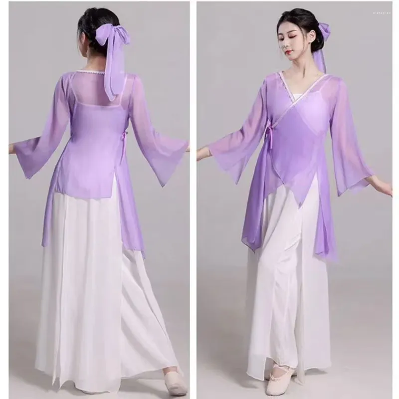 Scenkläder 3st Set orientalisk dansdräkt kinesisk kostym festivalkläder kvinnor folk för