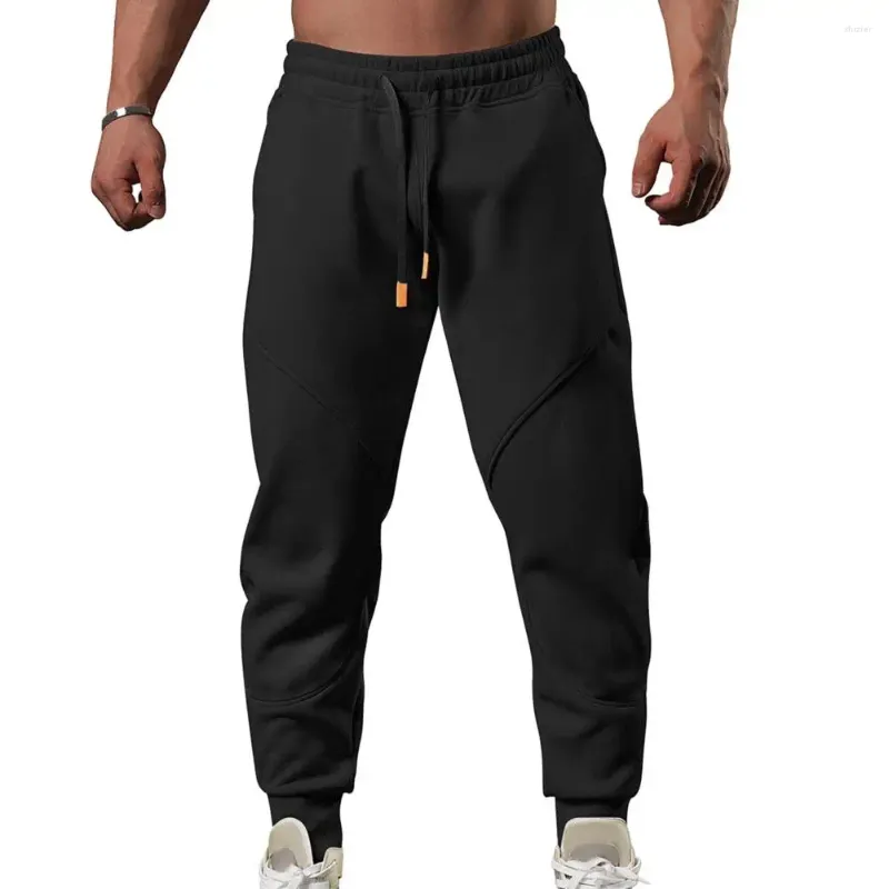 Men's Pants Drawstring Waist Sweatpants Patchwork With Elastic Ankle-banded Pockets For Spring Fall Men