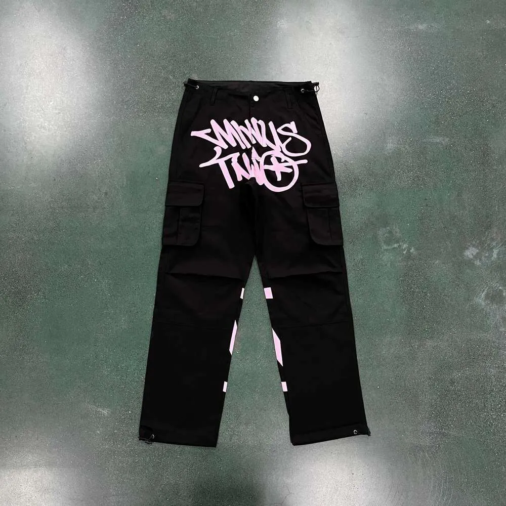 NOUVEAU MINUSTWO Black Graff Cargo (pantalon imprimé rose rose