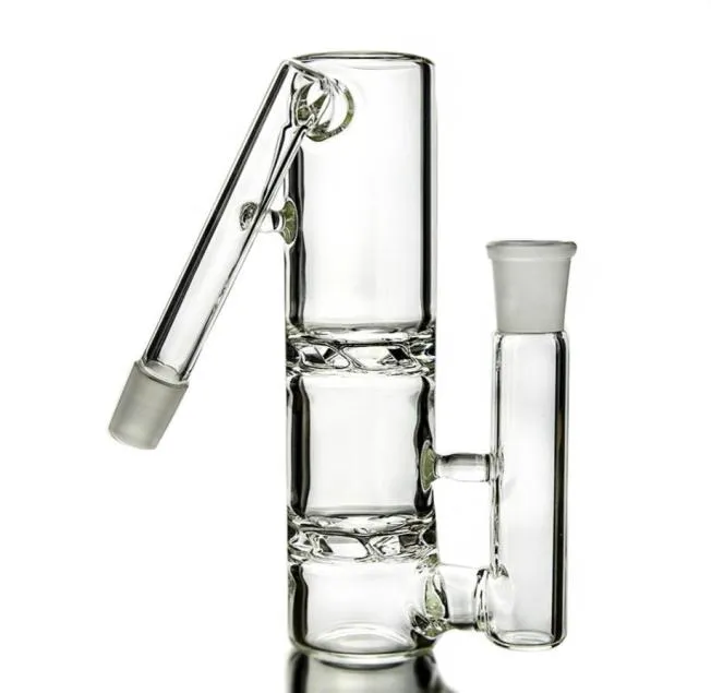 Clear Double Cyclone Glass Ash Catcher 45 grader 14mm 18mm Ashcatcher Dis Perc Ash Catchers Smoking Bong Accessories DAB TOOLS262G4630545