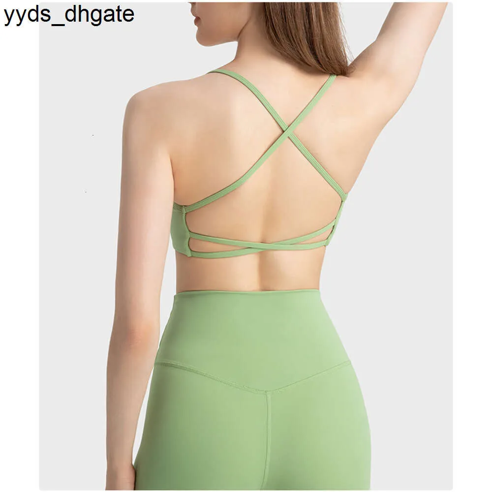 Lu Lu Align Vest Yoga Vêtements pour femmes Femmes Fantaisie Jogging en plein air Gym Sports Fitnes Jeune fille Sous-vêtements Crop Top Invisible Soutien-gorge dos nu Citron Entraînement Gry LL