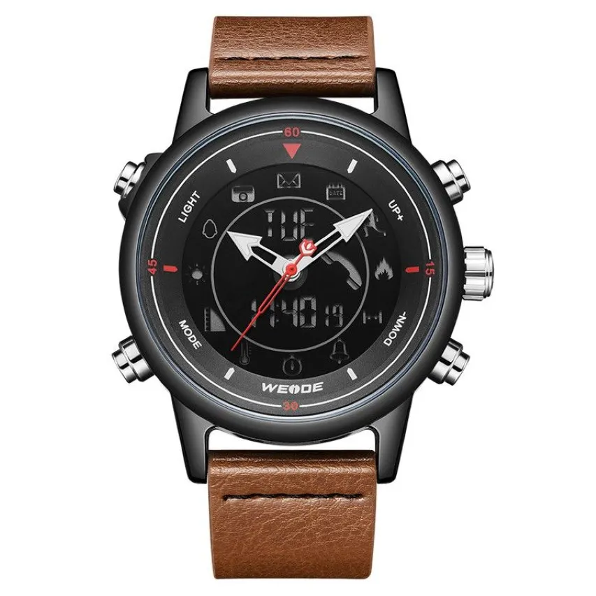 Weide Leather Strap Digital Bluetooth Smartwatch Clock 5Atm Waterproof Men armbandsur Business Causal Alarm Relogio Masculino291V