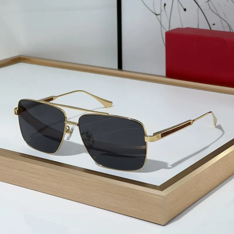Luxury designer double bridge sunglasses Classic womens gold metal frame black lenses driving fashion protection UV mens sunglasses With box wholesale CT0037S