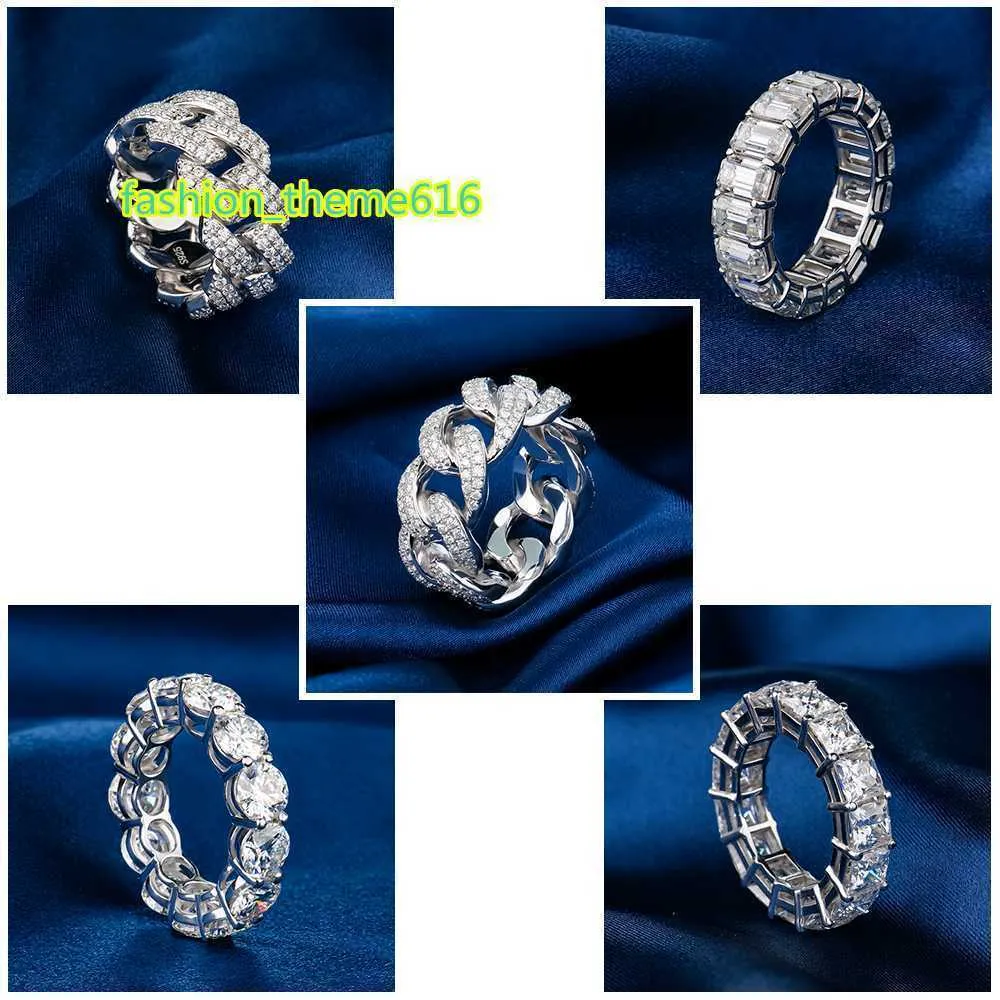 Xing Yue Gem Özel Erkekler Hip Hop Altın Kaplama 925 STERLING Gümüş VVS Diamond Moissanit Buzlu Bağlantı Küba Yüzüğü